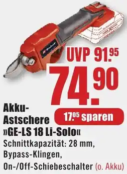 B1 Discount Baumarkt Einhell Akku Astschere GE-LS 18 Li-Solo Angebot