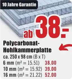 B1 Discount Baumarkt Polycarbonat Hohlkammerplatte Angebot