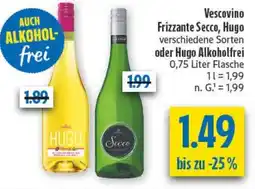 diska Vescovino Frizzante Secco, Hugo oder Hugo Alkoholfrei Angebot