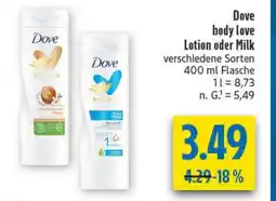 diska Dove body love Lotion oder Milk Angebot