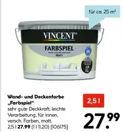 Hellweg VINCENT Wand- und Deckenfarbe „Farbspiel“ Angebot