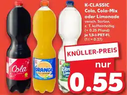 Kaufland K-CLASSIC Cola, Cola-Mix oder Limonade Angebot