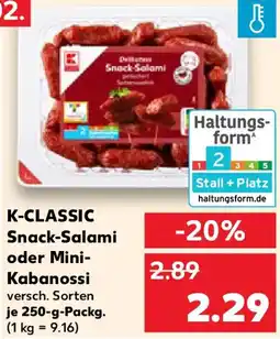 Kaufland K-CLASSIC Snack-Salami oder Mini Kabanossi Angebot