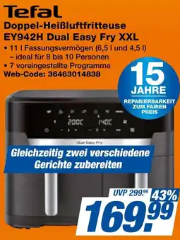 expert Techno Land Tefal Doppel-Heißluftfritteuse EY942H Dual Easy Fry XXL Angebot