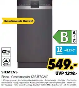MEDIMAX SIEMENS Einbau-Geschirrspüler SR53ES02LD Angebot