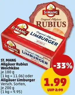 PENNY ST. MANG Allgäuer Rubius Weichkäse oder Allgäuer Limburger Angebot