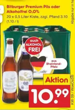 Netto Marken-Discount Bitburger Premium Pils oder alkoholfrei 0,0% Angebot