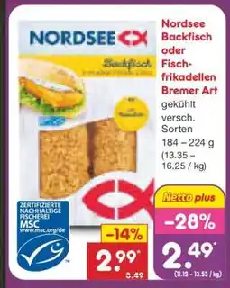 Netto Marken-Discount Nordsee Backfisch oder Fischfrikadellen Bremer Art Angebot