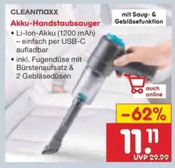 Netto Marken-Discount CLEANmaxx Akku-Handstaubsauger Angebot