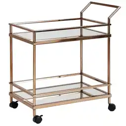 Netto Marken-Discount KADIMA DESIGN Goldener Servierwagen mit verspiegeltem Sicherheitsglas, rollbar, stilvoll, vielseitig Angebot