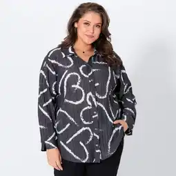 NKD Damen-Langarm-Bluse mit Herz-Muster, große Größen Angebot