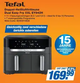 Expert Tefal Doppel-Heißluftfritteuse Dual Easy Fry XXL EY942H Angebot
