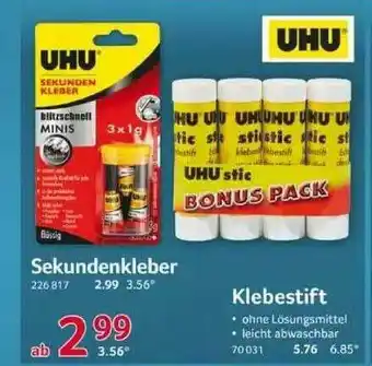 Selgros Uhu Sekundenkleber Oder Klebestift Angebot