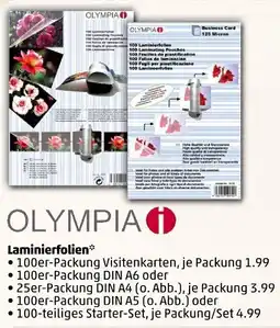 PENNY OLYMPIA Laminierfolien 100er Packung Angebot