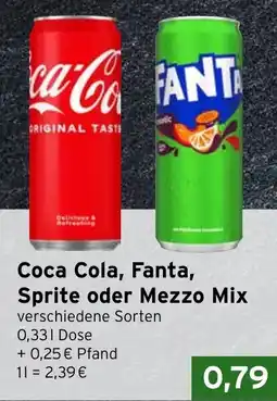 CAP Markt Coca Cola, Fanta, Sprite oder Mezzo Mix Angebot