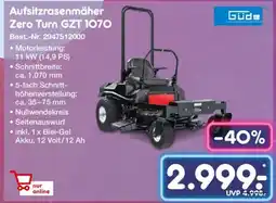 Netto Marken-Discount Güde Aufsitzrasenmäher Zero Turn GZT 1070 Angebot
