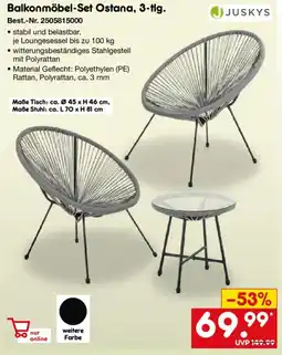 Netto Marken-Discount JUSKYS Balkonmöbel-Set Ostana, 3-tlg. Angebot