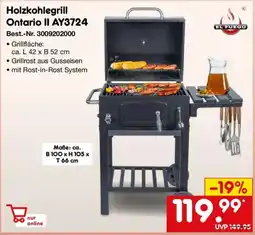 Netto Marken-Discount EL FUEGO Holzkohlegrill Ontario II AY3724 Angebot