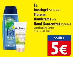 Famila Nord Ost Fa Duschgel oder Florena Handcreme oder Hand-Konzentrat Angebot