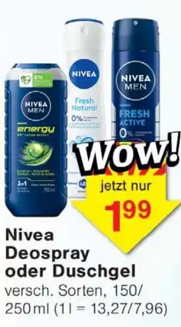 Wiglo Wunderland Nivea Deospray oder Duschgel Angebot