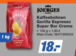 K+B Expert JOERGES Kaffeebohnen Gorilla Espresso Super Bar Crema Angebot