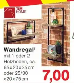 Jawoll TIM HOME Wandregal¹ mit 1 oder 2 Holzböden, ca. 65x20x35 cm oder 25/30 Angebot