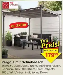 Jawoll TIM GARDEN Pergola mit Schiebedach Angebot