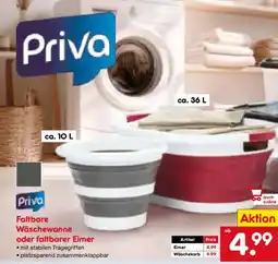 Netto Marken-Discount Priva Faltbarer Wäschewanne oder faltbarer Eimer Angebot