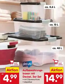 Netto Marken-Discount Priva Aufbewahrungs- boxen mit Deckel, 3er Set Angebot