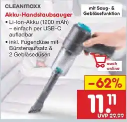 Netto Marken-Discount CLEANMAXX Akku-Handstaubsauger Angebot