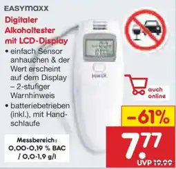 Netto Marken-Discount EASYMAXX Digitaler Alkoholtester mit LCD-Display Angebot