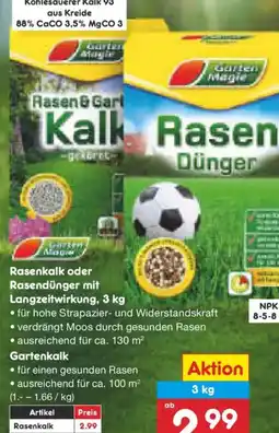 Netto Marken-Discount Garten Magie Rasenkalk oder Rasendünger mit Langzeitwirkung Angebot