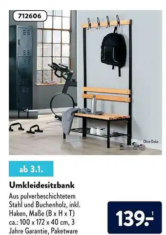 Aldi Süd Umkleidesitzbank Angebot