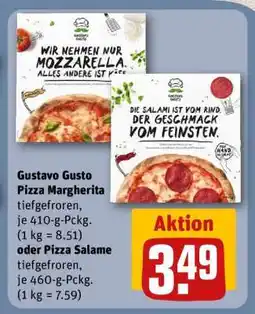 REWE Gustavo Gusto Pizza Margherita oder Pizza Salame Angebot