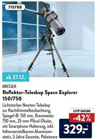 Aldi Süd Bresser Reflektor-teleskop Space Explorer 150.750 Angebot