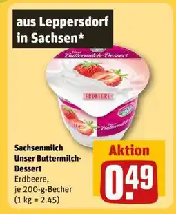 REWE Sachsenmilch Unser Buttermilch- Dessert Angebot
