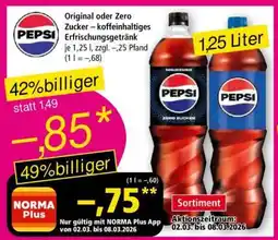 Norma Pepsi Original oder Zero Zucker Angebot