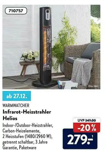 Aldi Süd Warmwatcher Infrarot-heizstrahler Helios Angebot
