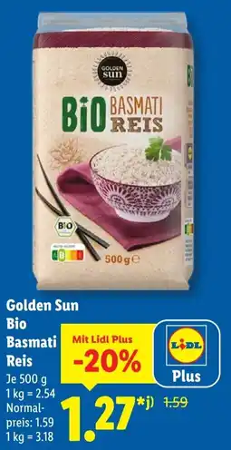 Lidl Golden Sun Bio Basmati Reis Angebot
