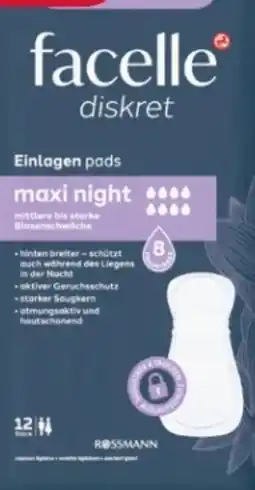 Rossmann Facelle Diskret Hygiene-Einlagen Maxi Night Angebot