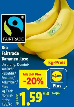 Lidl Bio Fairtrade Bananen, lose Angebot