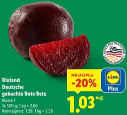 Lidl Bioland Deutsche gekochte Rote Bete Angebot