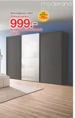 Möbelzentrum Pforzheim Moderano schwebetürenschrank 3-türig Angebot