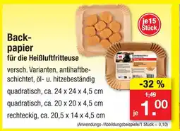 Zimmermann Backpapier für die heißluftfritteuse Angebot
