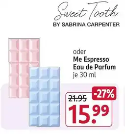 Rossmann Sabrina carpenter sweet tooth oder me espresso eau de parfum Angebot