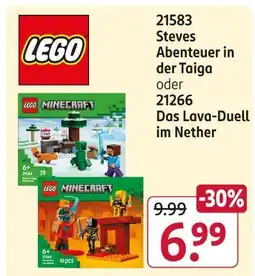 Rossmann Lego steves abenteuer in der taiga oder das lava-duell im nether Angebot
