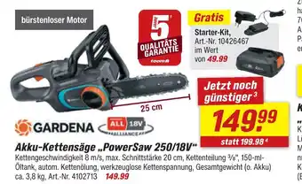 Gardena akku-kettensäge „powersaw 250/18v“