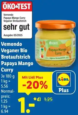 Lidl Vemondo Veganer Bio Brotaufstrich Papaya Mango Curry Angebot