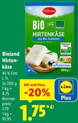 Lidl Bioland Hirtenkäse Angebot
