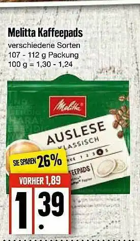 Edeka Melitta Kaffepads Angebot